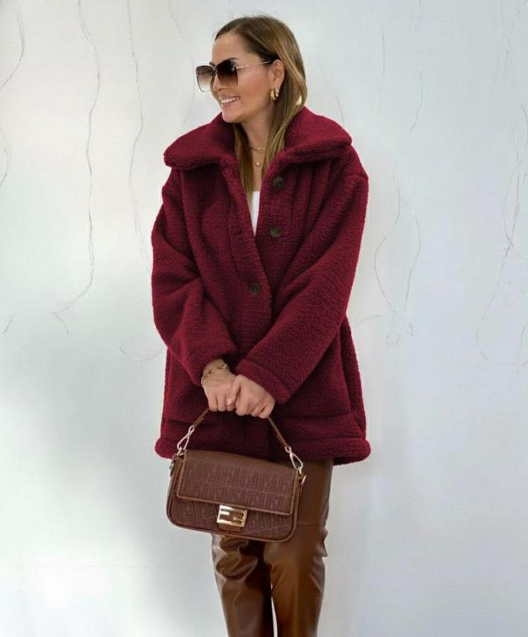 Uzun Kollu Yakalı Önden Düğmeli Welsoft Kaban