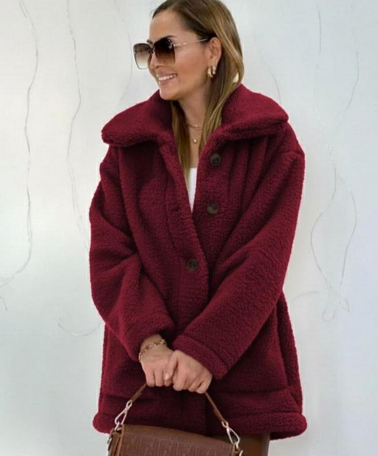 Uzun Kollu Yakalı Önden Düğmeli Welsoft Kaban