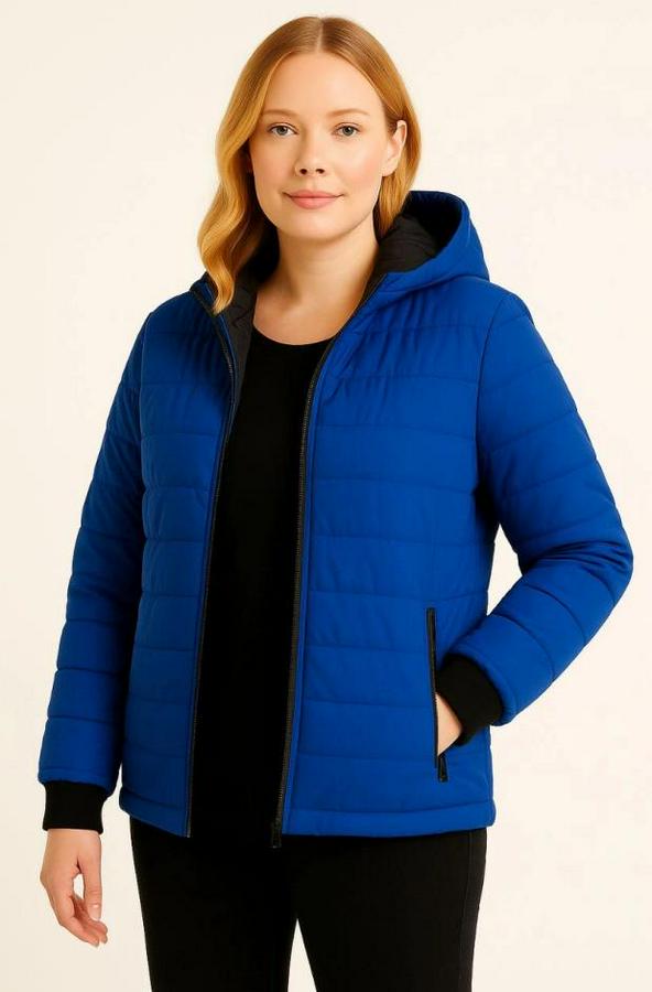 Şişme Kapüşonlu Fermuarlı Mont Su Itici Kapitone Astarlı Kumaş Cepli Kışlık Rahat Kalıp 