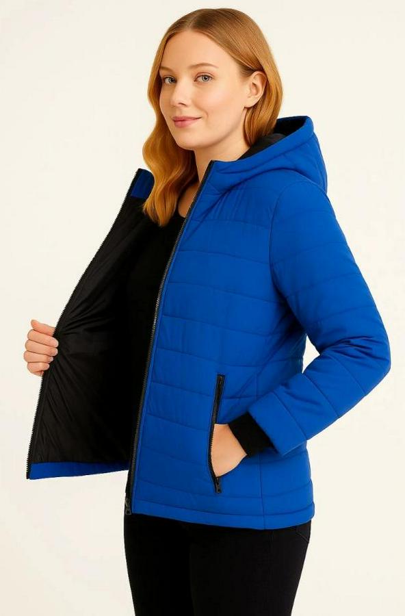 Şişme Kapüşonlu Fermuarlı Mont Su Itici Kapitone Astarlı Kumaş Cepli Kışlık Rahat Kalıp 