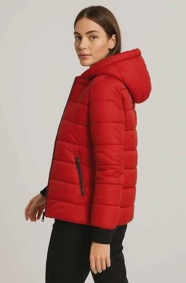 Şişme Kapüşonlu Fermuarlı Mont Su Itici Kapitone Astarlı Kumaş Cepli Kışlık Rahat Kalıp