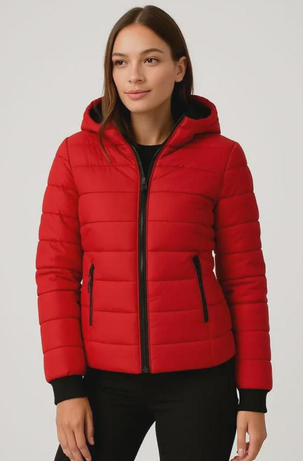 Şişme Kapüşonlu Fermuarlı Mont Su Itici Kapitone Astarlı Kumaş Cepli Kışlık Rahat Kalıp