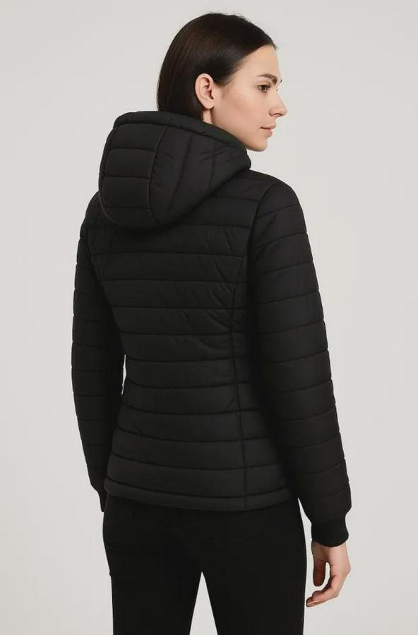 Şişme Kapüşonlu Fermuarlı Mont Su Itici Kapitone Astarlı Kumaş Cepli Kışlık Rahat Kalıp