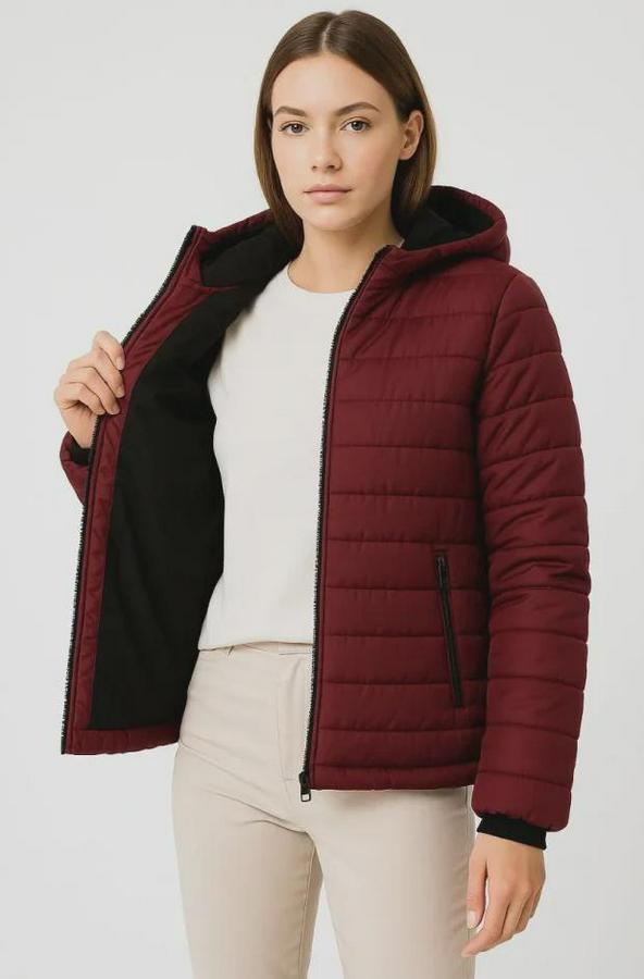 Şişme Kapüşonlu Fermuarlı Mont Su Itici Kapitone Astarlı Kumaş Cepli Kışlık Rahat Kalıp