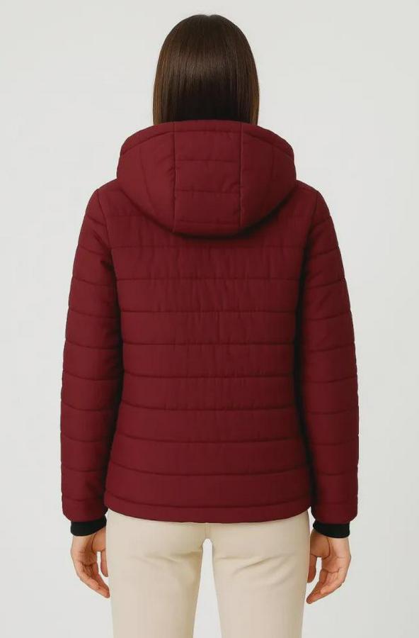 Şişme Kapüşonlu Fermuarlı Mont Su Itici Kapitone Astarlı Kumaş Cepli Kışlık Rahat Kalıp