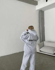 Nakış Işlemeli Üç Iplik Sweat Takım- Gri