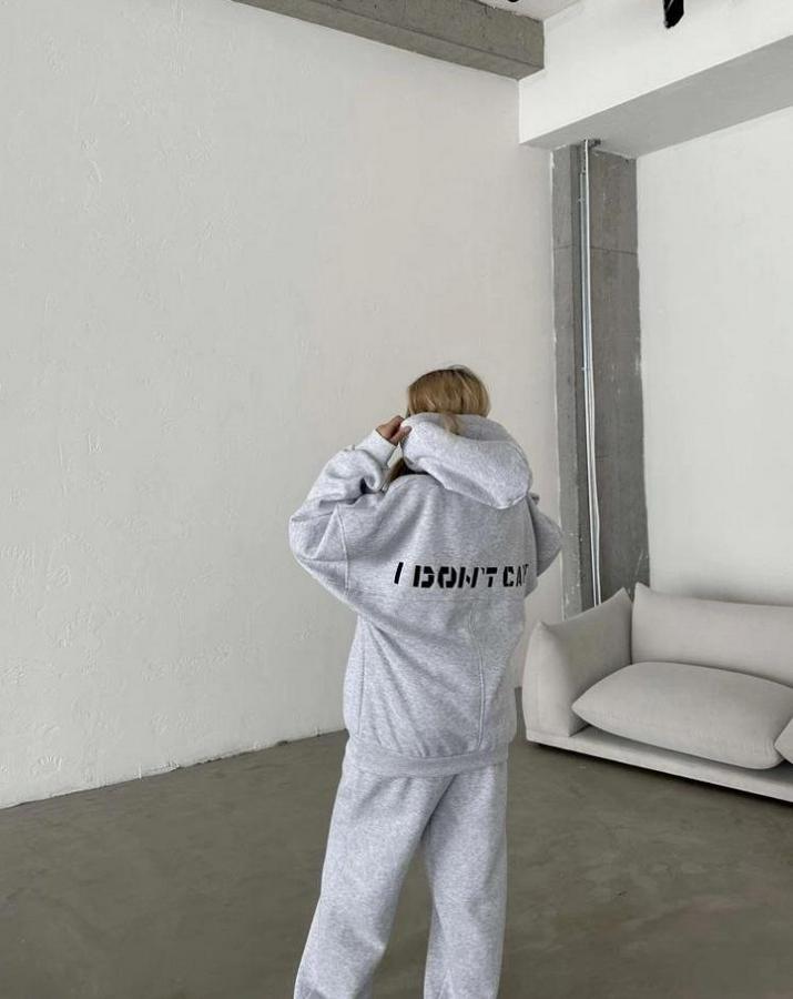 Nakış Işlemeli Üç Iplik Sweat Takım- Gri