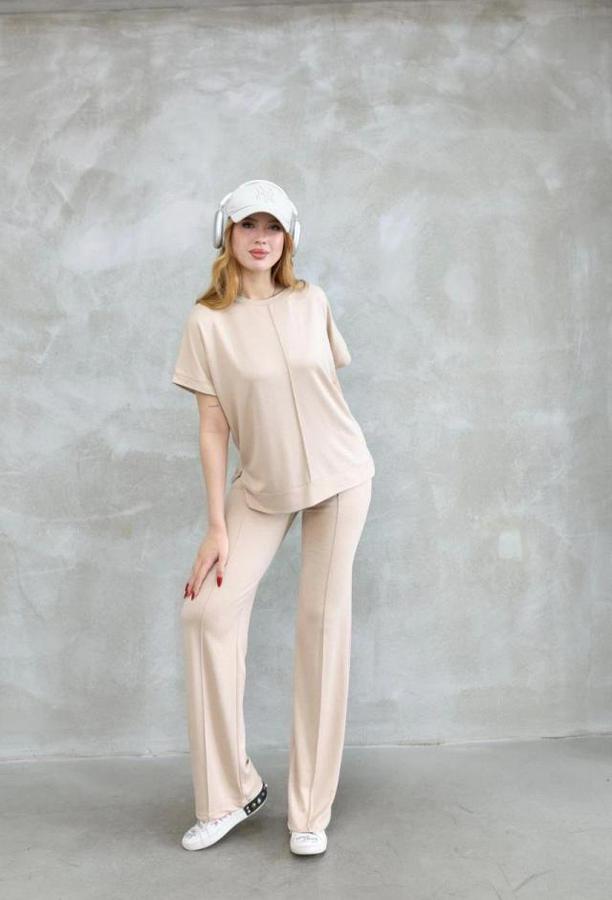 Osy Modal Yumuşak Dokulu Kumaş Bisiklet Yaka Kısa Kollu Takım