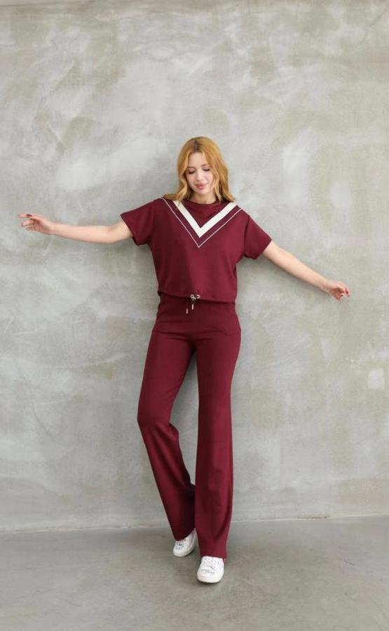 Osy Modal Yumuşak Dokulu Kumaş Bisiklet Yaka Parçalı Detaylı Kısa Kollu Takım