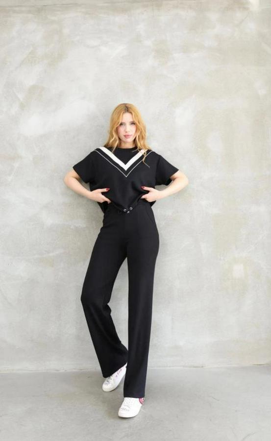 Osy Modal Yumuşak Dokulu Kumaş Bisiklet Yaka Parçalı Detaylı Kısa Kollu Takım