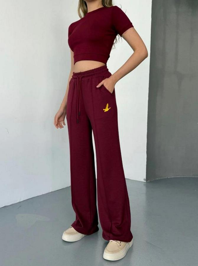 Osy Modal Yumuşak Dokulu Kumaş Nakış Işlemeli Rahat Bol Paça Eşofman Pantalon