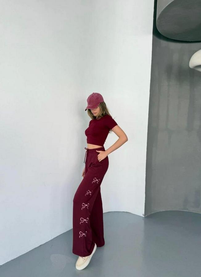 Osy Modal Yumuşak Dokulu Kumaş Nakış Işlemeli Rahat Bol Paça Eşofman Pantalon