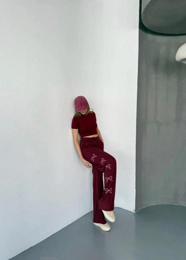 Osy Modal Yumuşak Dokulu Kumaş Nakış Işlemeli Rahat Bol Paça Eşofman Pantalon