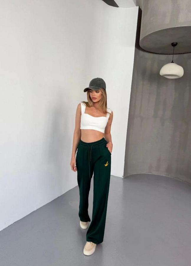 Osy Modal Yumuşak Dokulu Kumaş Nakış Işlemeli Rahat Bol Paça Eşofman Pantalon