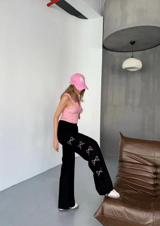 Osy Modal Yumuşak Dokulu Kumaş Nakış Işlemeli Rahat Bol Paça Eşofman Pantalon