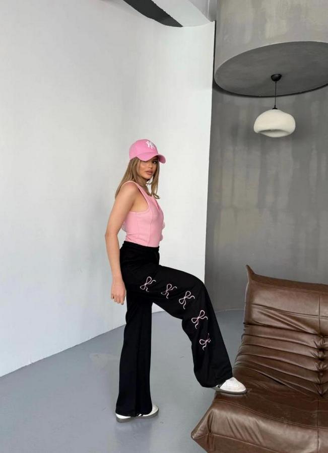 Osy Modal Yumuşak Dokulu Kumaş Nakış Işlemeli Rahat Bol Paça Eşofman Pantalon