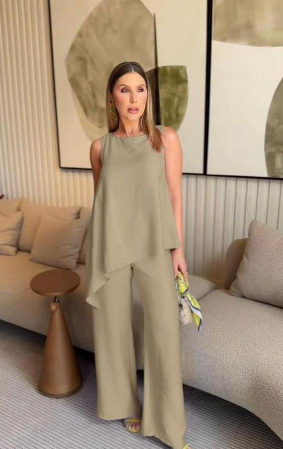 Asimetrik Bluz & Pantolon İkili Takım