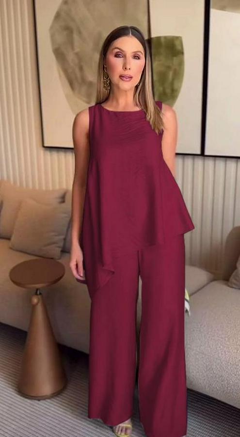 Asimetrik Bluz & Pantolon İkili Takım