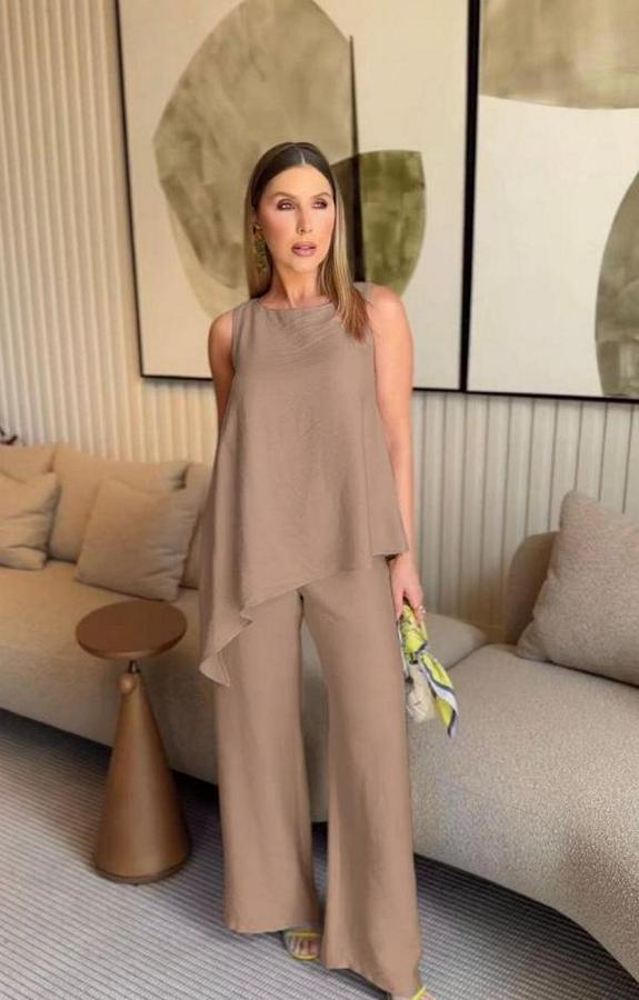 Asimetrik Bluz & Pantolon İkili Takım