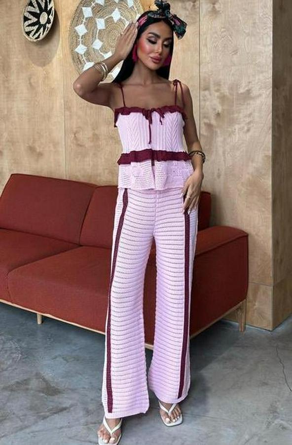 Askılı Bluz Pantolon Triko Takım 10114