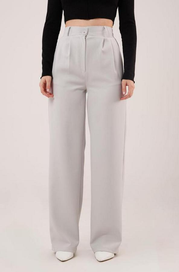 Bol Paça Piliseli Gri Pantolon