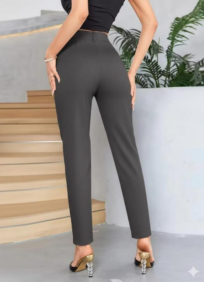 Bordo Renk Yüksek Bel Maskülen Kesim Kumaş Pantolon