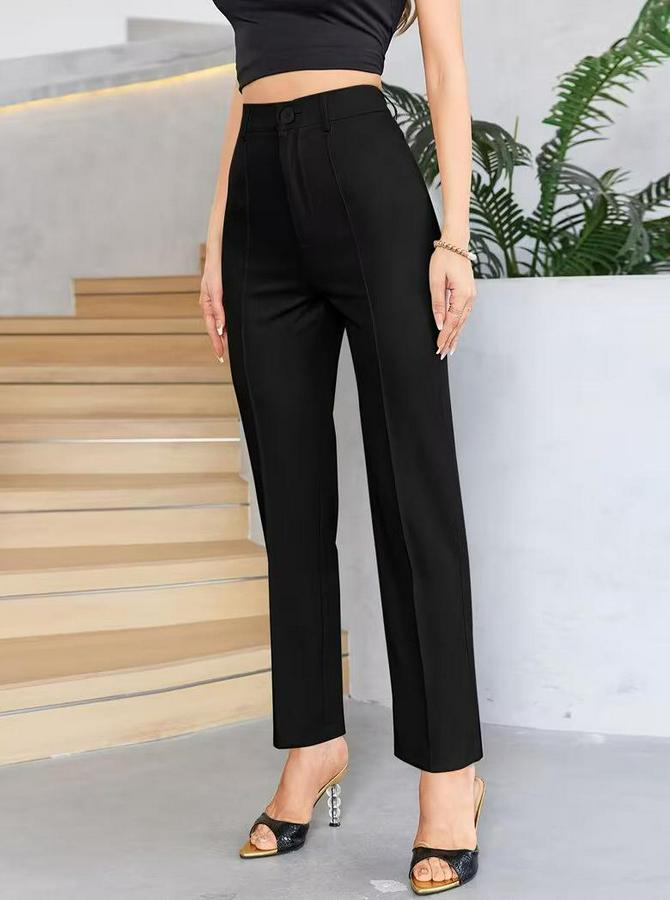 Bordo Renk Yüksek Bel Maskülen Kesim Kumaş Pantolon