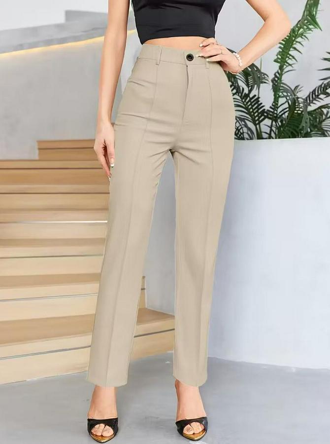 Bordo Renk Yüksek Bel Maskülen Kesim Kumaş Pantolon