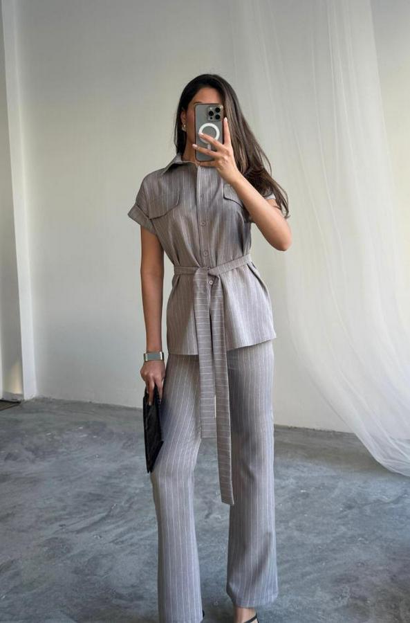 Çizgili Polyviskon Bluz