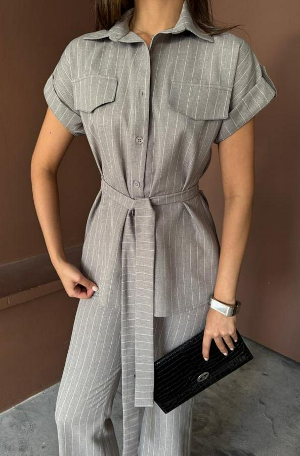 Çizgili Polyviskon Bluz