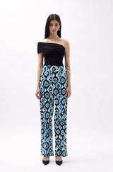 Desenli Saten Pantolon