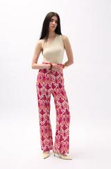 Desenli Saten Pantolon