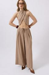 Düşük Bel Oversize Keten Pantolon