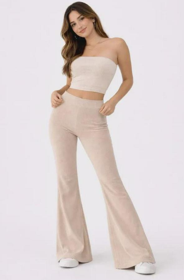 Fitilli Kaşkorse Ispanyol Paça Tayt Yüksek Bel Esnek Günlük Rahat Pantolon