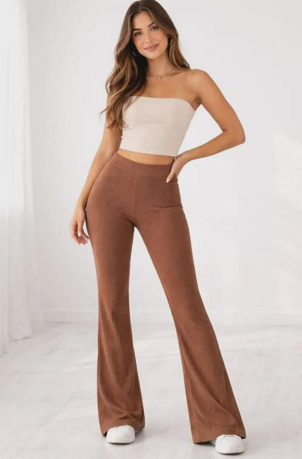 Fitilli Kaşkorse Ispanyol Paça Tayt Yüksek Bel Esnek Günlük Rahat Pantolon