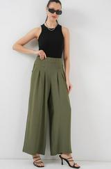 Geniş Paça Pileli Pantolon 6718