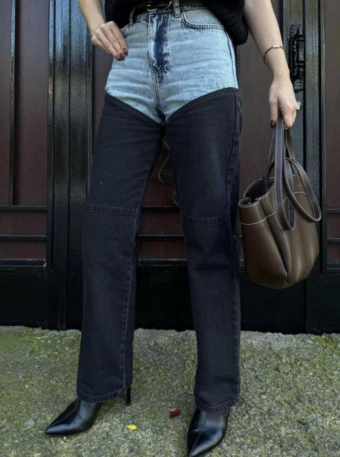 Jeans Kot Parçalı Palazzo Pantolon