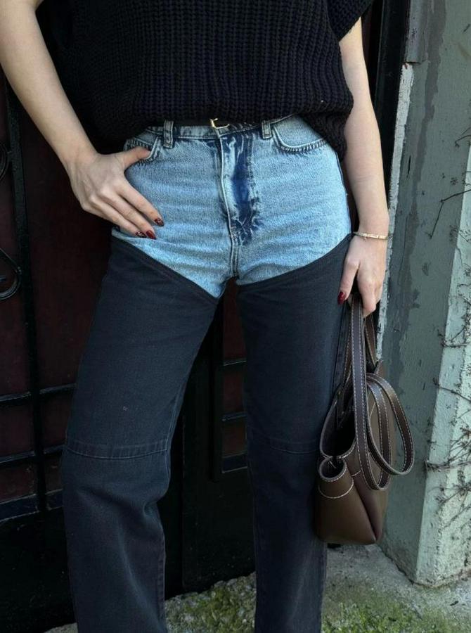 Jeans Kot Parçalı Palazzo Pantolon