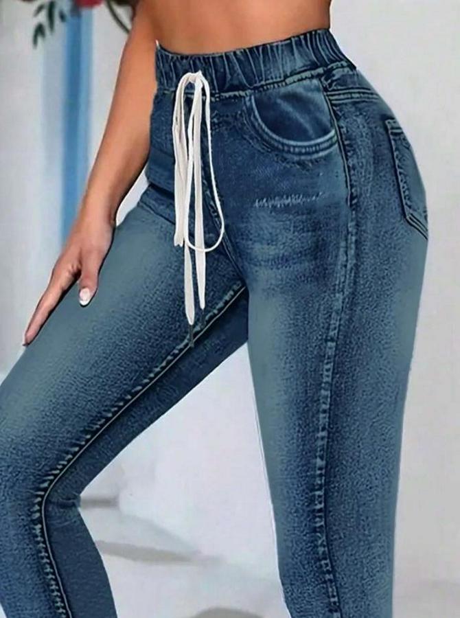 Belden Bağlamalı Cepli Yüksek Bel Kot Pantolon