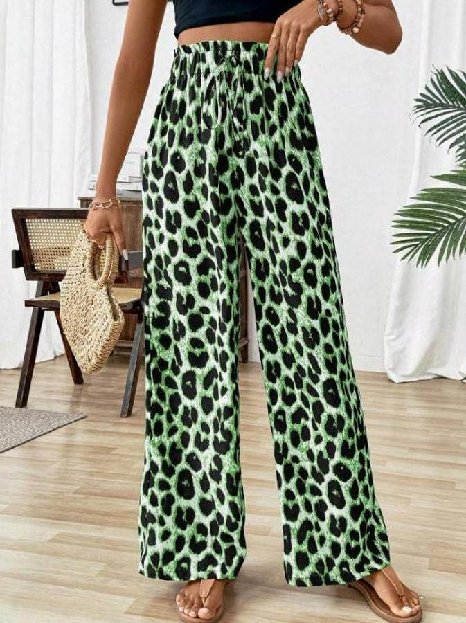 Beli Lastikli Leopar Desen Süprem Pantolon