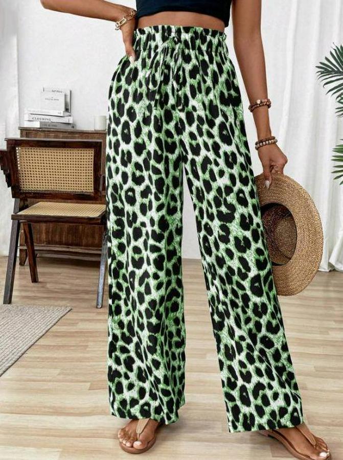 Beli Lastikli Leopar Desen Süprem Pantolon