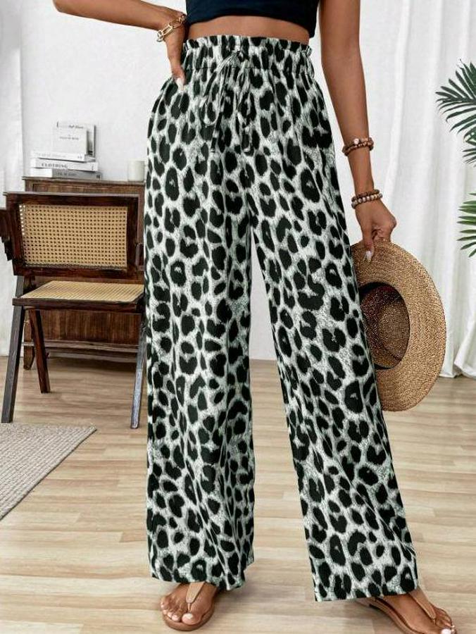 Beli Lastikli Leopar Desen Süprem Pantolon