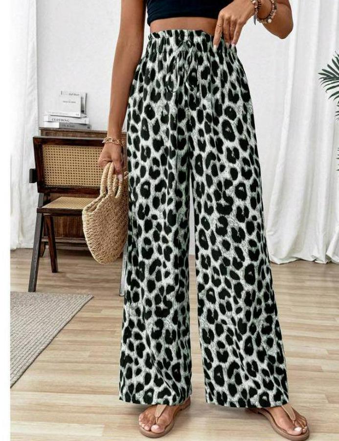 Beli Lastikli Leopar Desen Süprem Pantolon