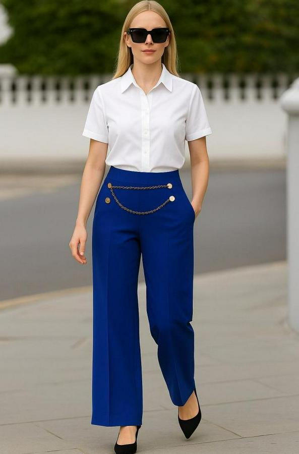 Beli Zincir Detay Ithal Krep Pantolon