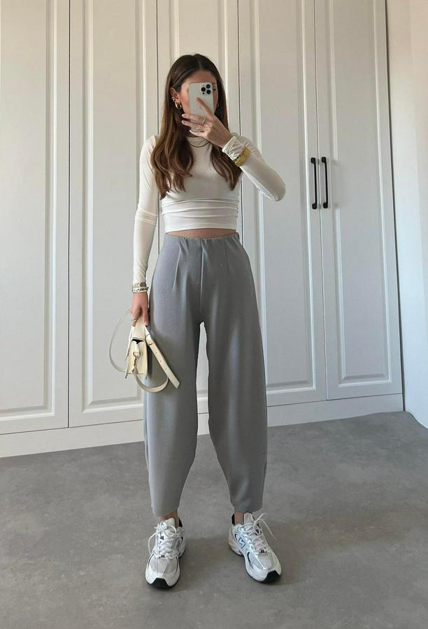 Krep Kumaş Balon Pantolon