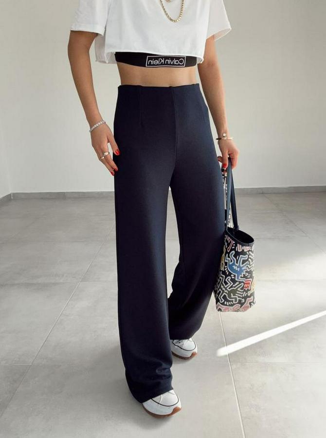 Krep Kumaş Gipe Detay Palazzo Pantolon