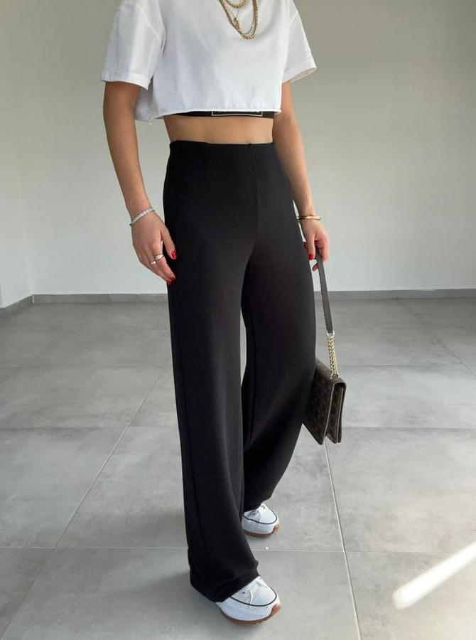 Krep Kumaş Gipe Detay Palazzo Pantolon