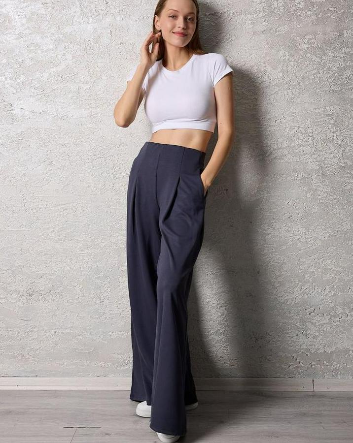 Pileli Gizli Cep Detay Salaş Pantolon