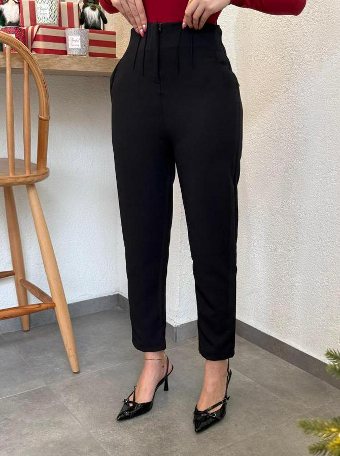 Üste Oturan Paçası Bilek Üzerinde Biten Atlas Kumaş Pantolon 36 (S)