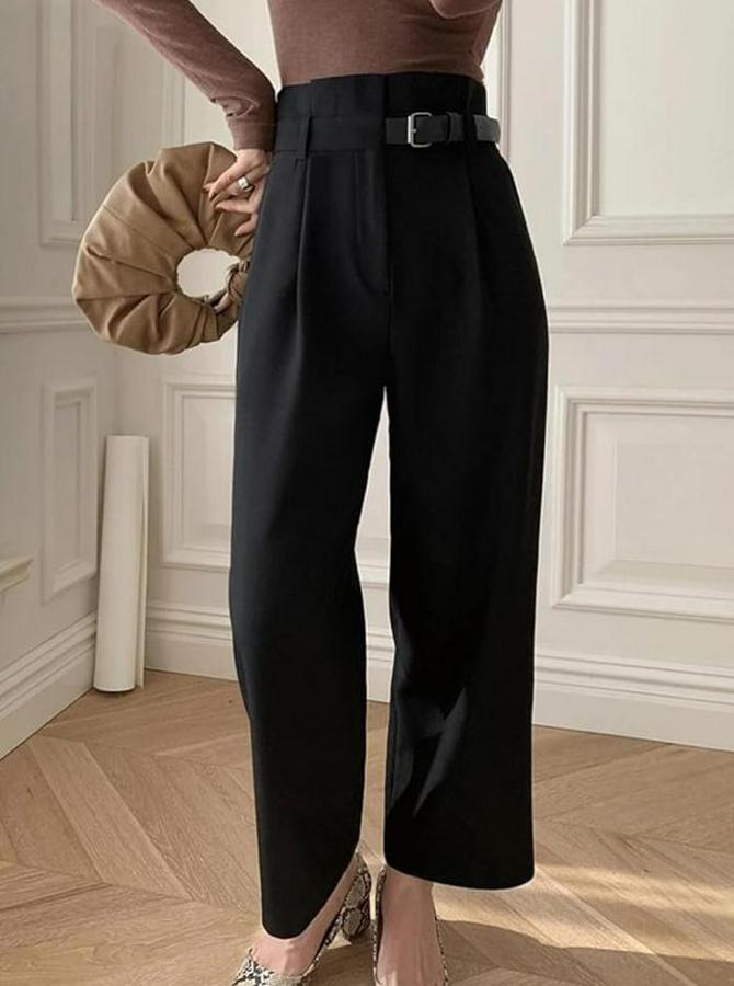 Yan Deri Kemerli Şık Havuç Pantolun